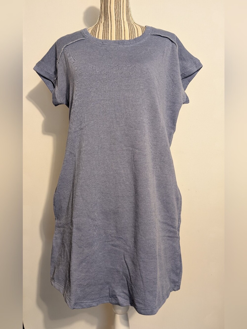 Hippie Rose Casual Short Sleeve T Shirt Dress Blue Large New